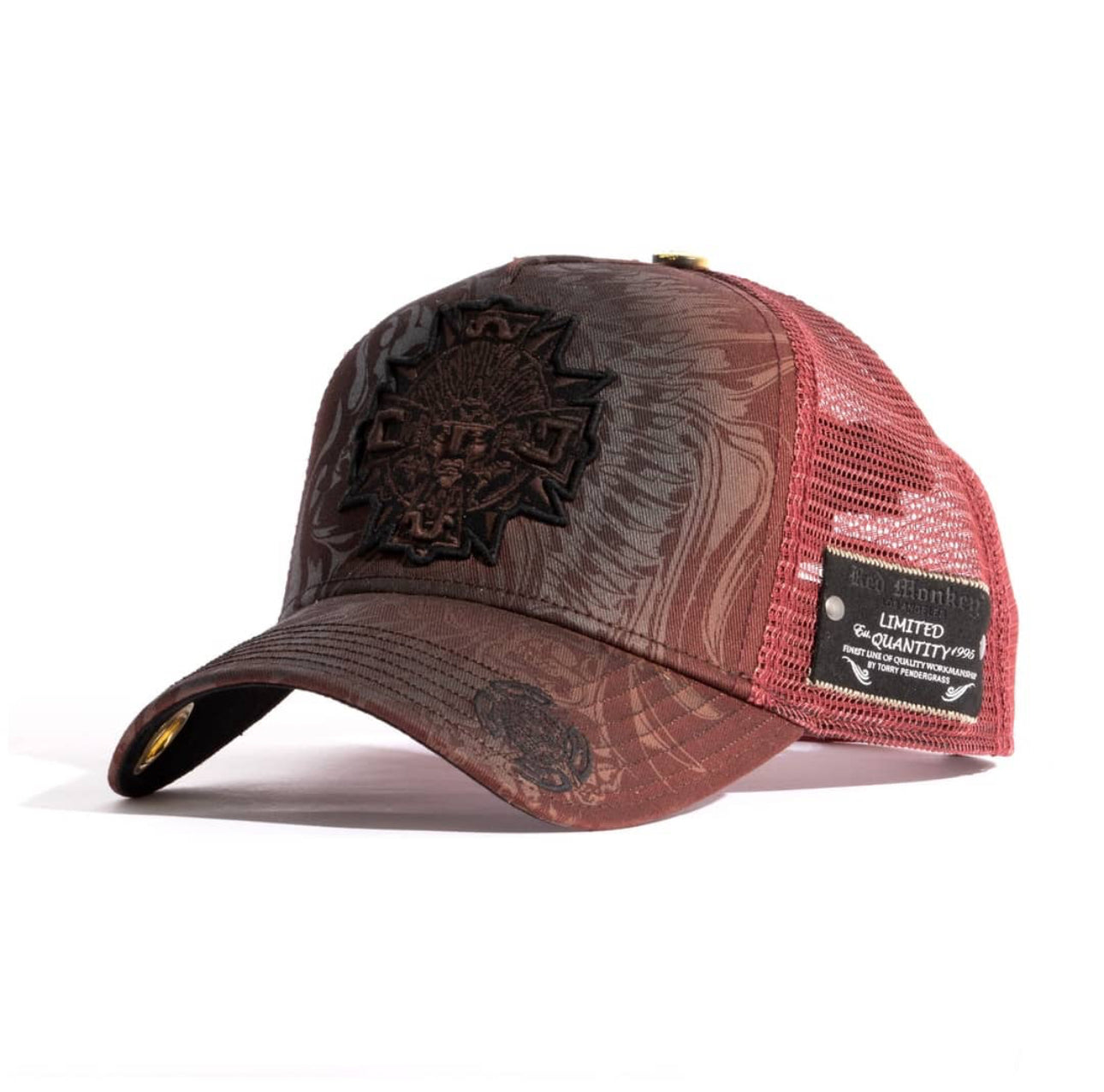 Red Monkey Aztec Medallion Burgundy