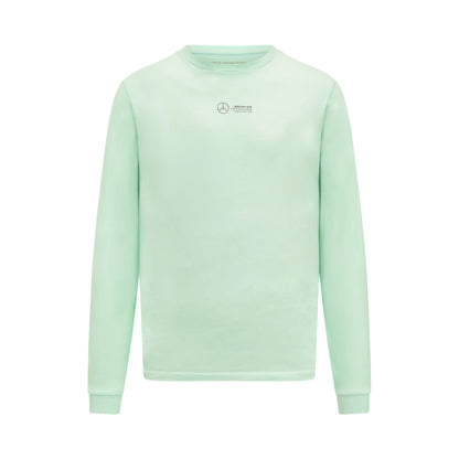 Mercedes AMG Petronas F1 Long Sleeve Retro T-Shirt - Mint/Lilac/Blue