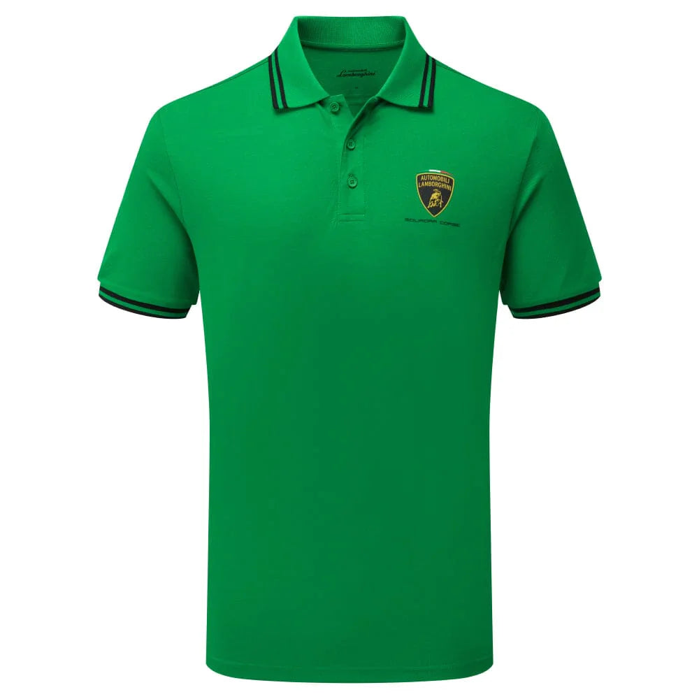 Automobili Lamborghini Squadra Corse Men's Travel Polo Shirt - Orange/White/Green