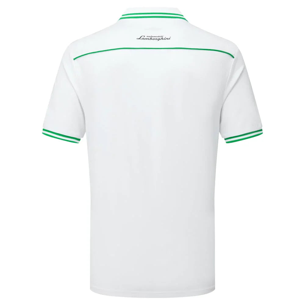 Automobili Lamborghini Squadra Corse Men's Travel Polo Shirt - Orange/White/Green